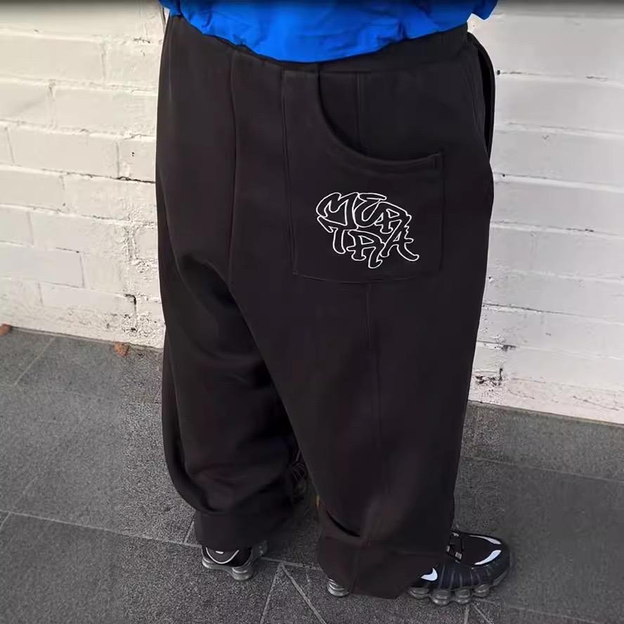 ZYLLO Y2K Trendy Joggers Street Retro Zjednodušené švy Výšivka Logo Unisex Tepláky Hip Hop Harajuku Nadměrný střih Ležérní kalhoty