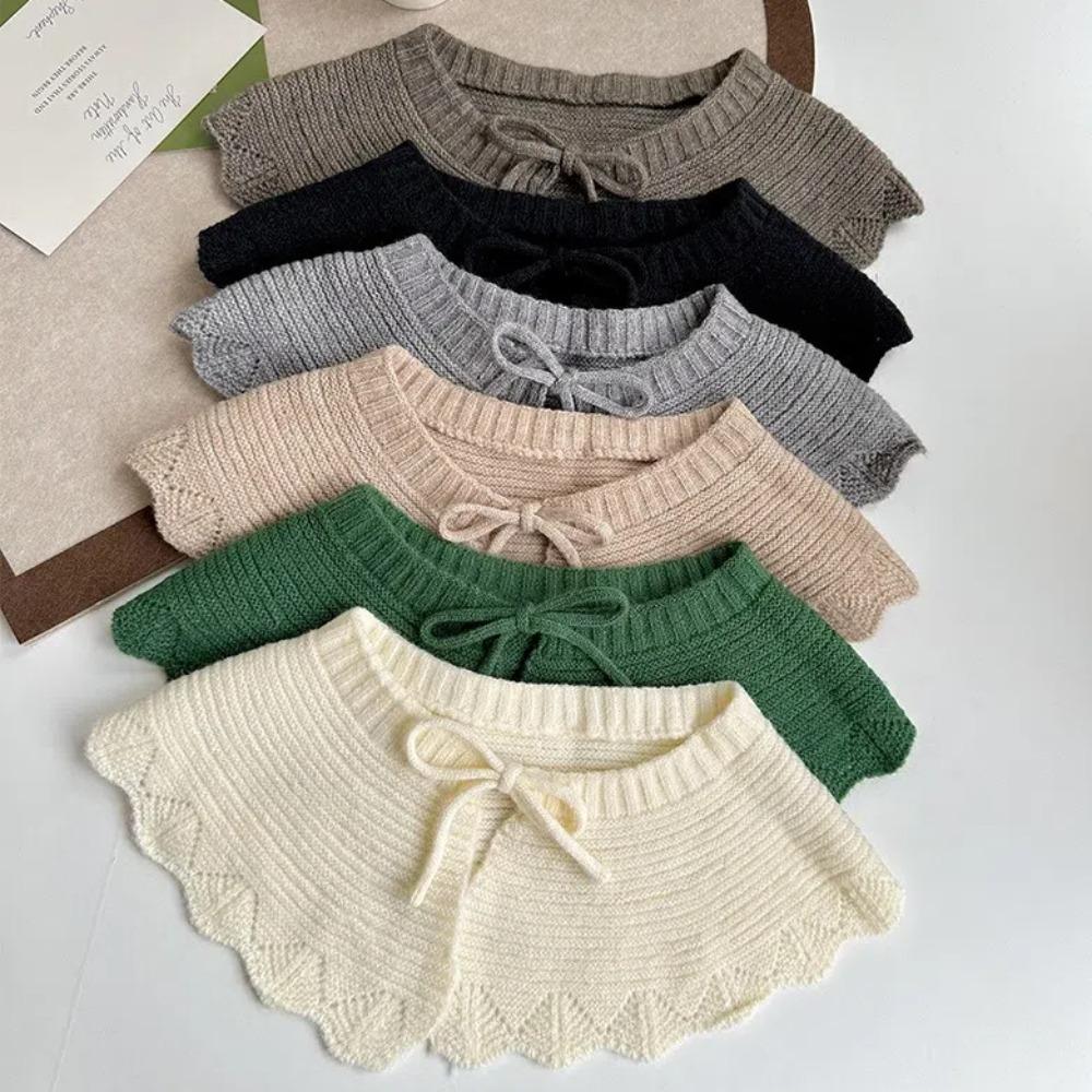 Solid Color Knitting Detachable Collar Laced Up False Collar Decoration Shirt Shawl Wrap