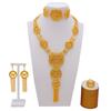 Set de bijuterii de culoare aurie din Dubai indian pentru femei Set de colier lung de mireasă, colier nigerian, bratara, cercei, seturi de inele