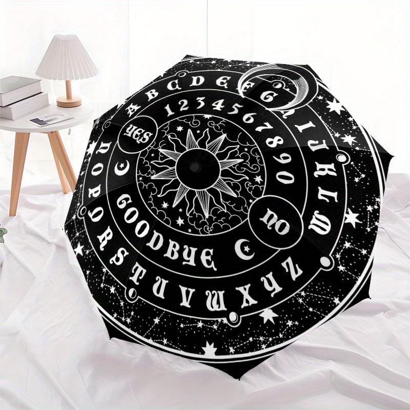 Spirit Board Ouija Divination Game Mat Black White Round TableclothUmbrella, Portable 3-Fold Umbrella for Men & Women,Christmas Gift ES268
