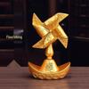 Yuanbao Pinwheel Rotating Ornament: Desktop & Car Fortune-Attracting Fan with Wind Chime Sounds