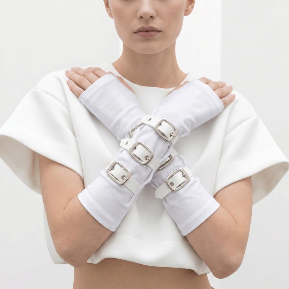 White Dark Gothic Arm Covers Polyester Half-arm Sleeve Gloves Punk Arm Sleeves  Cosplay