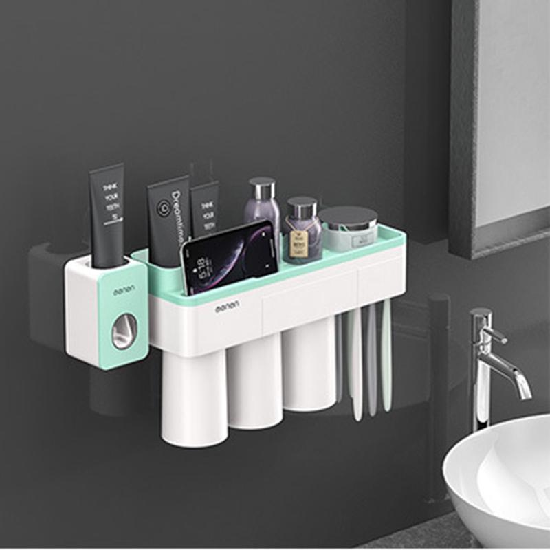 MAITA Magnetic Adsorption Inverted Wall Mount Firmly Bathroom Storage Rack Toothpaste Squeezer Family Set