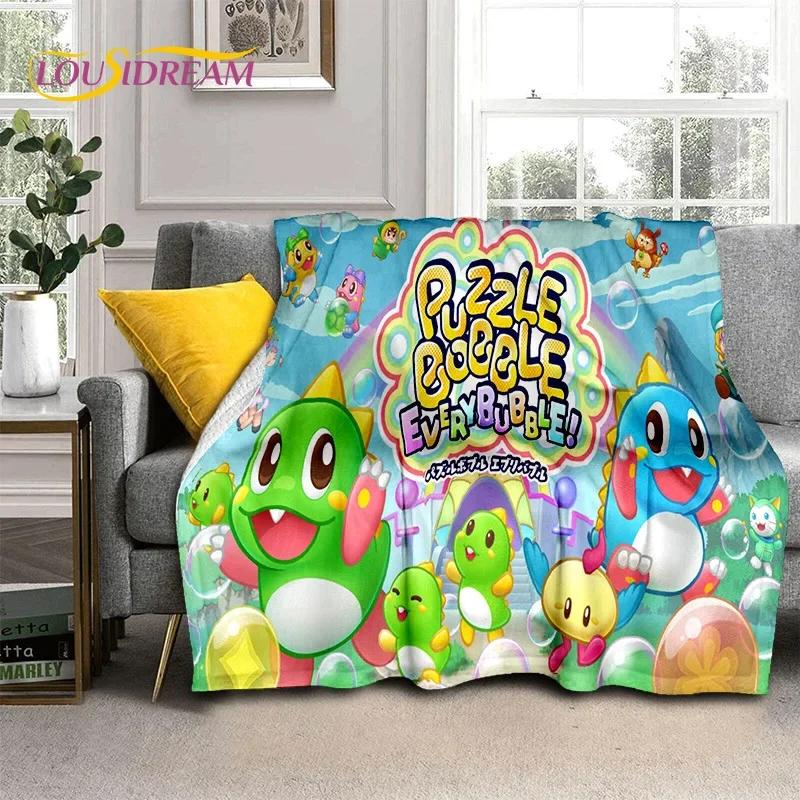 Cartoon Bubble Bobble Puzzle Bobble Retro Game Soft Flannel Blanket for Beds Bedroom Sofa Picnic,Throw Blanket Outdoors Leisure