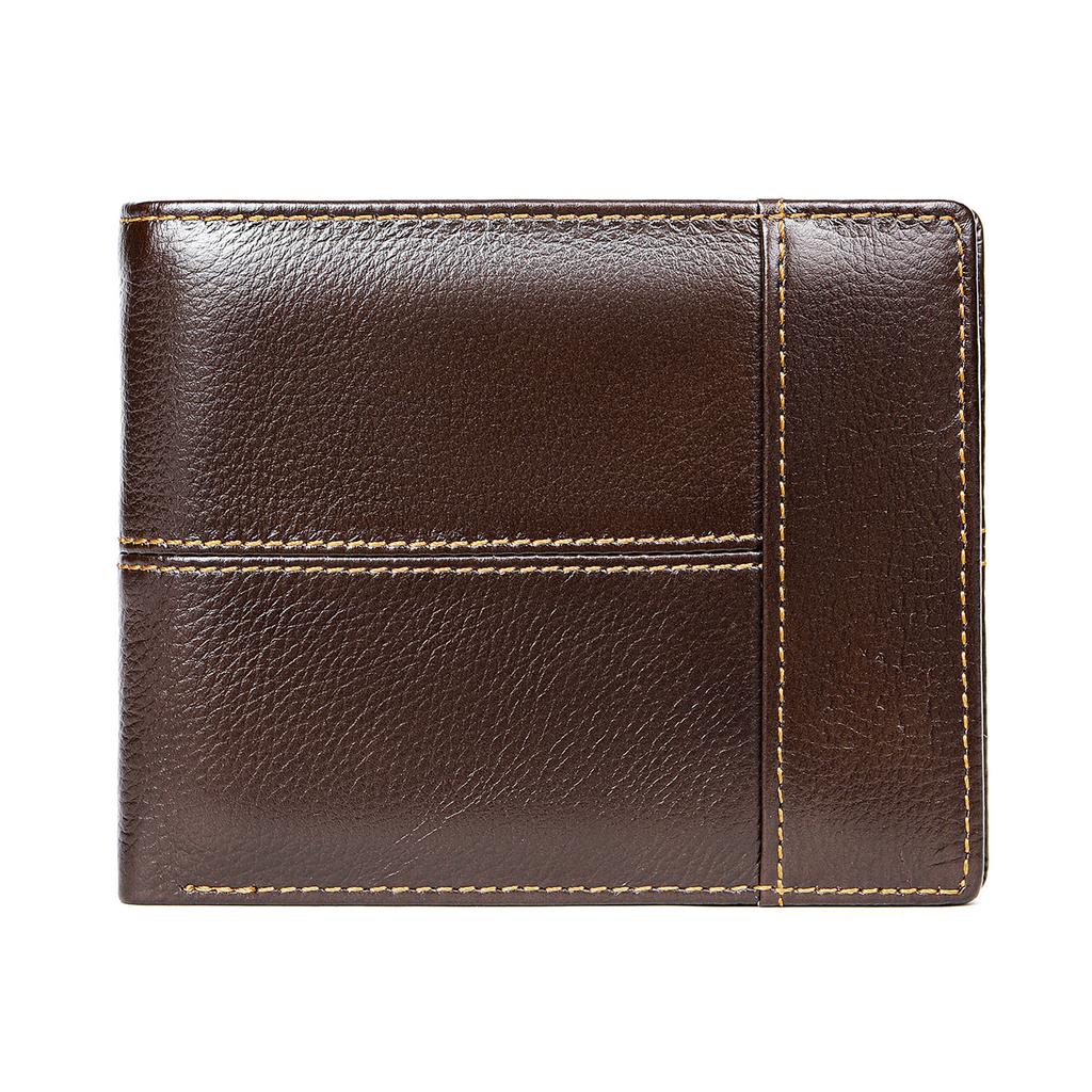 Men's Leather Short Wallet First Layer Cowhide Retro Leather Handbag Men's Anti-theft Card Bag