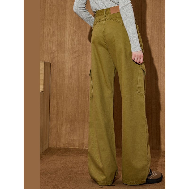 Coolhut Multi-Pocket Workwear Loose Retro American Style Wide-Leg Straight Casual Pants for Women in Autumn and Winter