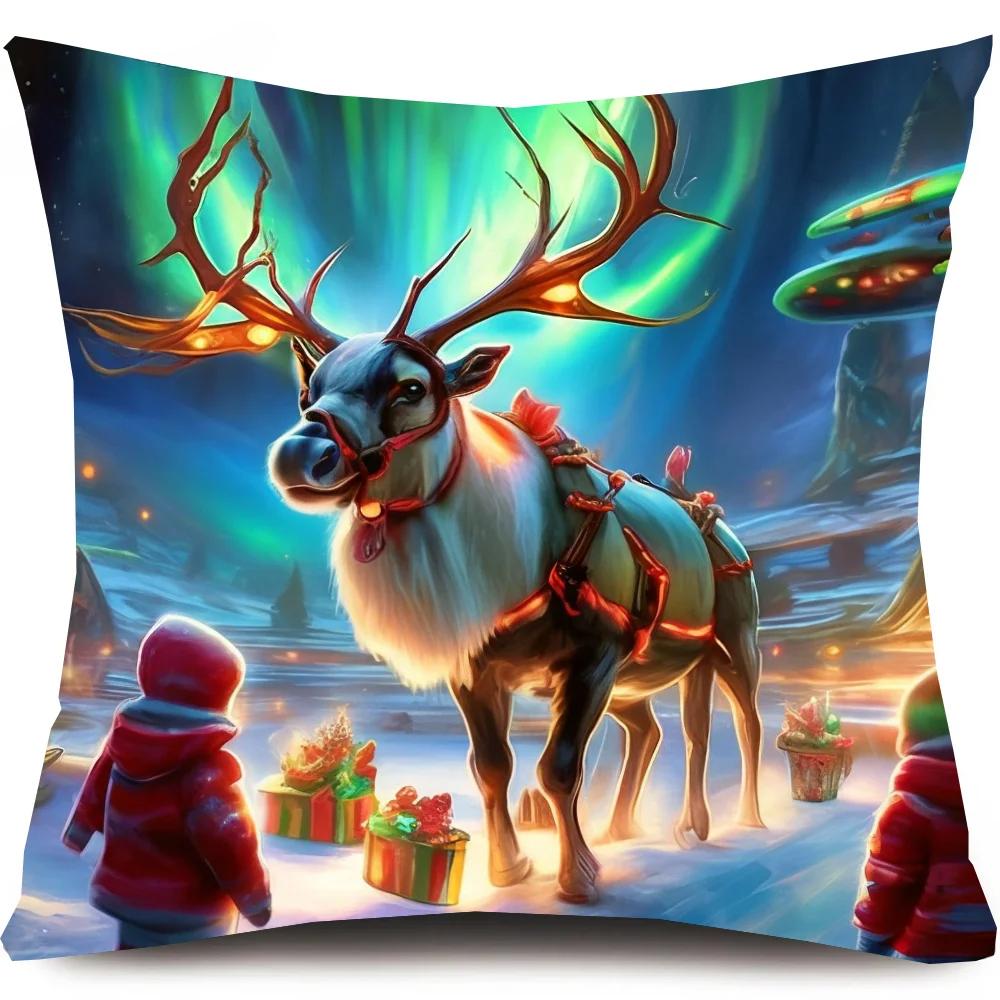 Weihnachts-Hirsch Kissenbezug Kissenbezug Sofakissenbezug Zimmer Heimdekoration