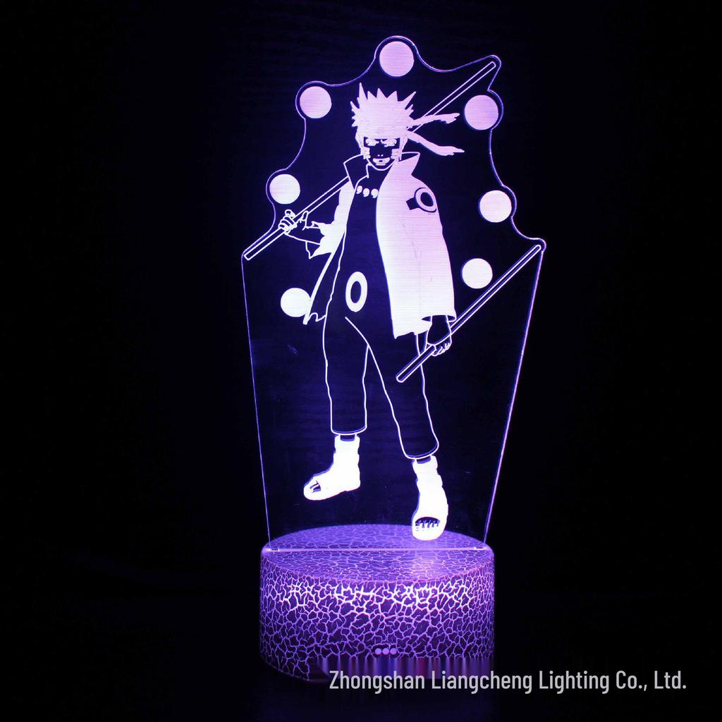Naruto & Uchiha 3D LED Night Light – Seven-Color Touch Desk Lamp Gift