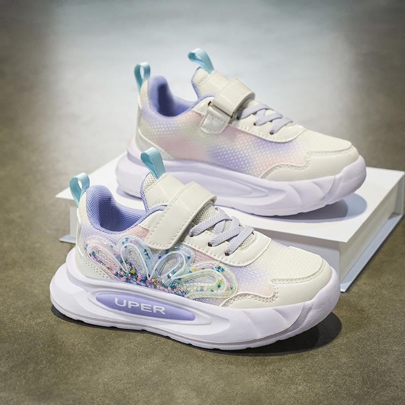 Girls' sports shoes Spring and Autumn 2025 new mesh breathable children's dad shoes medium and older children's foreign ultra-light running shoes