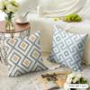 Geometric Diamond Pattern Cushion Cover Natural Linen Organic Fabric Double-Sided Printing Breathable Perfect For Home Decor