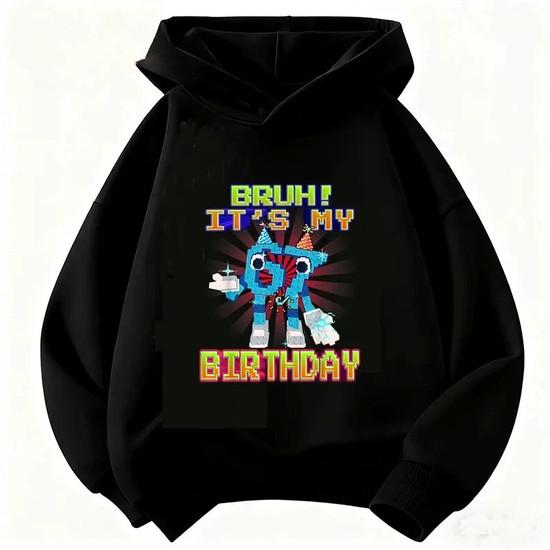 Funny 67 Pixel Cartoon Character Print Hoodie Kids Boys Girls Pullover Hooded Sweatshirt Casual Gaming Children Streetwear Tops