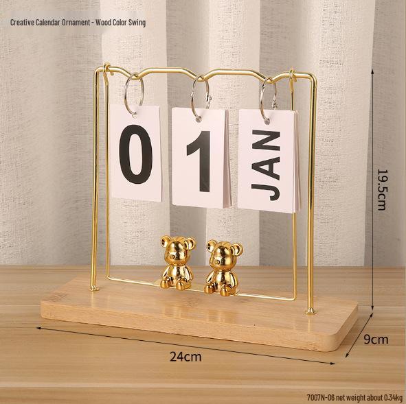 Perpetual Wooden Flip Calendar: Home and Desk Decor