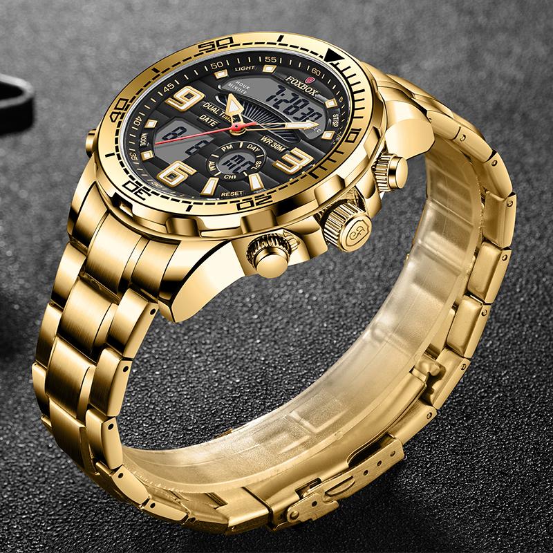 FOXBOX Digital Men Military Watch Waterproof Wristwatch LED Quartz Clock Sport Watch Male Big Watches Men Relogios Masculino+Box