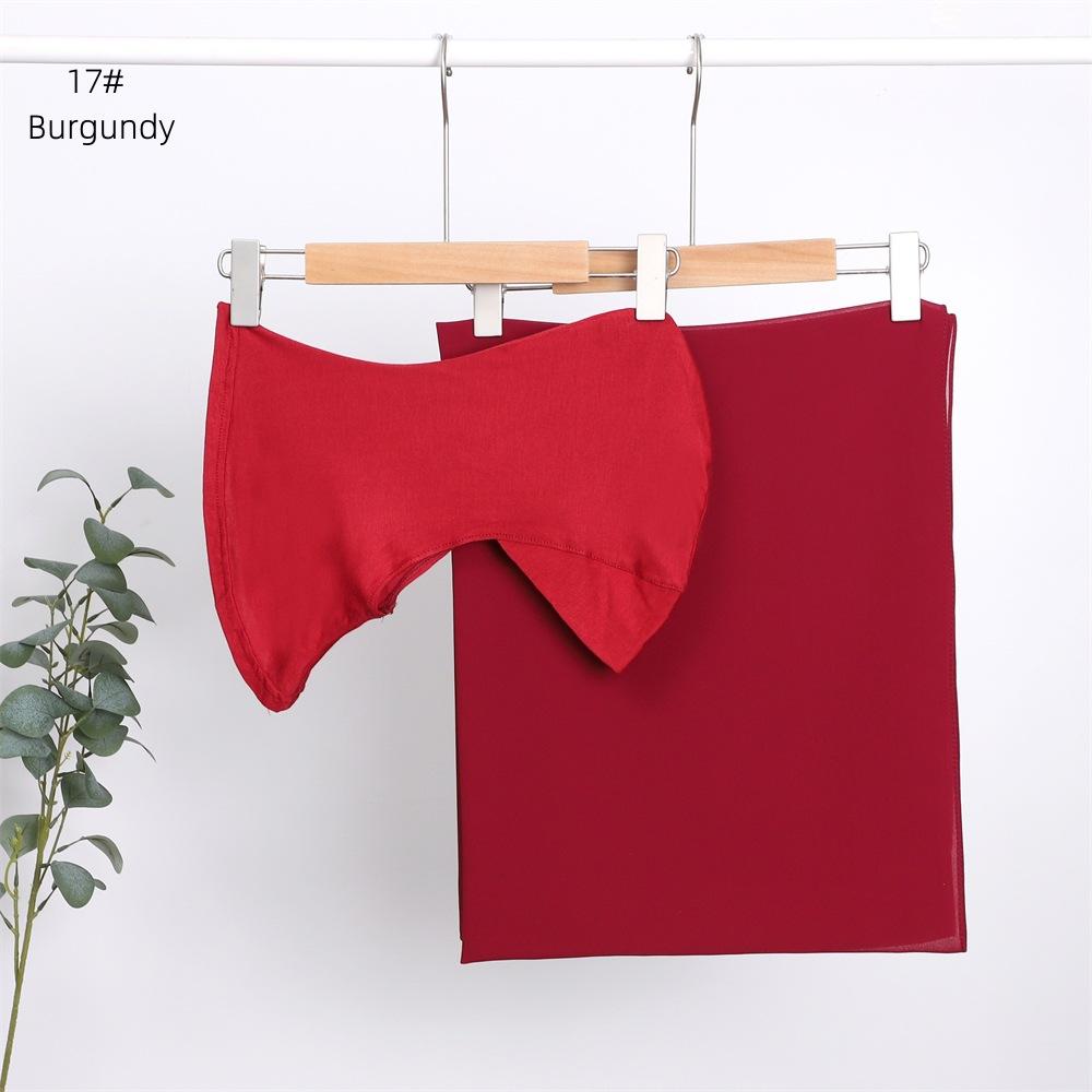 Elegant Elastic Instant Hijab Solid Color Chiffon Hijab Set Women's Modal Pullover Bandana Thin Breathable Soft Cozy Scarf