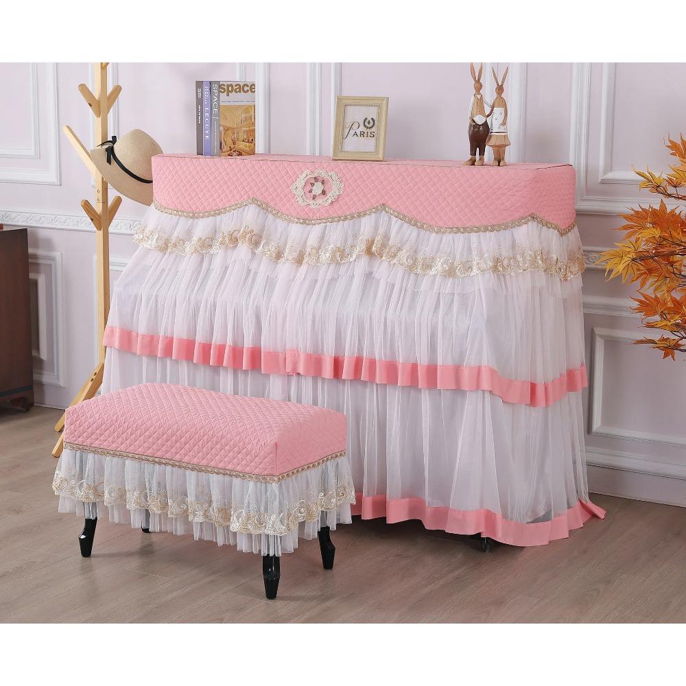 Beautiful and Dustproof Piano Cover for Household Use Small Fresh Lace Fabric Cover Playing The Piano At Home Without Taking It