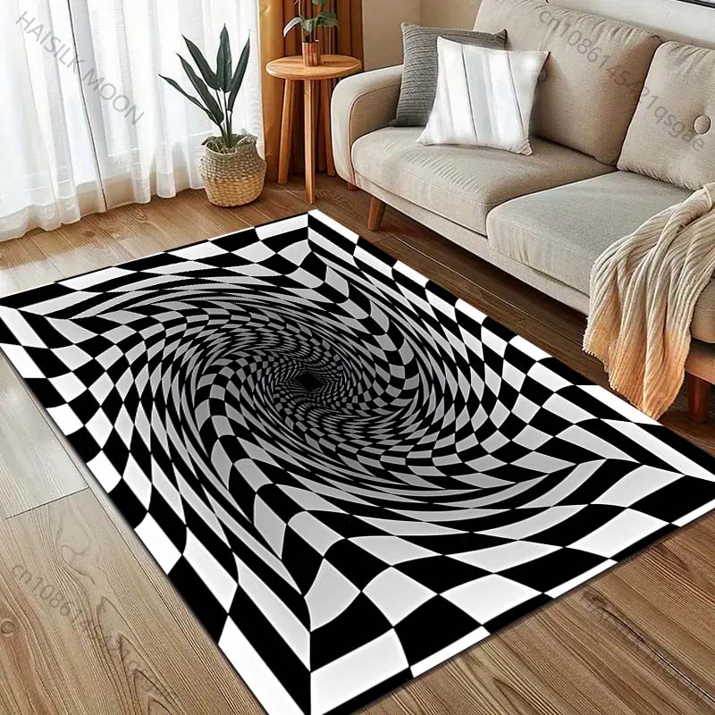 3D Optical Illusion Printing Carpet for Living Room Bedroom Sofa Doormat Home Decor Area Rugged Non-slip Floor Mat Large Size