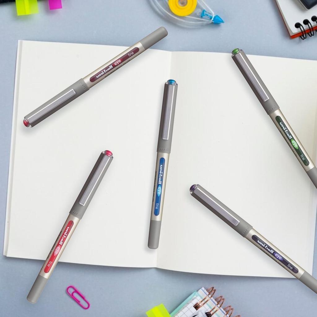 Uni-ball Eye UB 157 Rollerball Pen Wallet Pack - 5 Colors, 0.7mm Tip, Smooth Writing for Office, Home & School