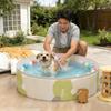 Hyindoor Foldable Pet Pool, No Inflation Required, 8020cm, for Dogs and Cats, Water PlayShower, Heat Protection, Easy Storage, Vinyl Pool for Home