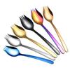 Fork Spoon 2 In 1 Colorful Rainbow Bento Accessories High Quality Stainless Steel Fruit Fork Dessert Forks for Cake Snack Salad