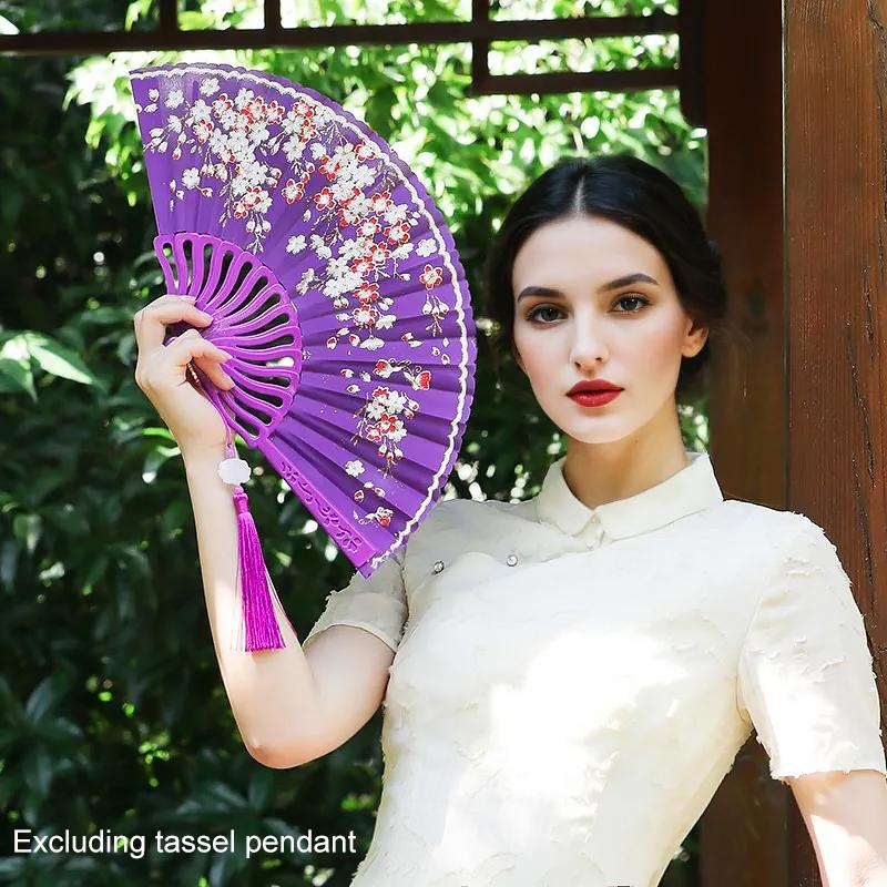 1PC Ancient Style Photography Folding Dance Performance Fan Elegant Plum Blossom Gift Plastic Classica New Chinese Style Colorful