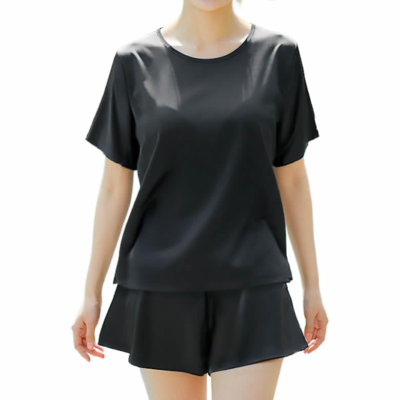 

Женский купальник рашгард Radweather, закрывающий живот, ягодицы и верхнюю часть рук, раздельный купальник танкини (JP, Алфавит, M, Черный x Черный)