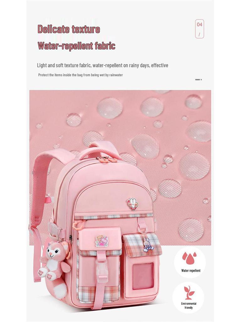 Leichter Kinderrucksack mit Rückenschutz, Klassen 1-6, Doppelschulter, Großes Fassungsvermögen, Handgriff