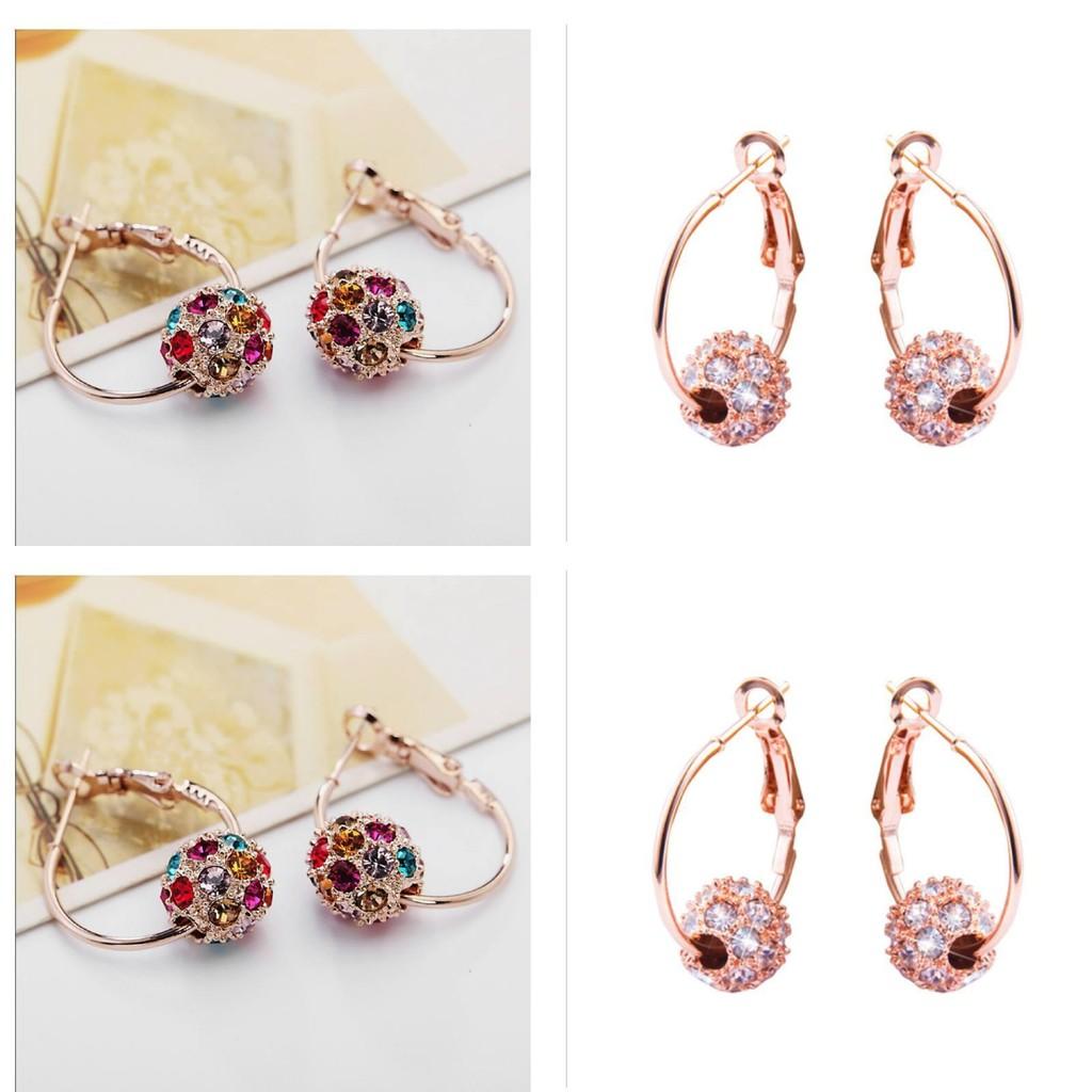 Korean Style Alloy Lucky Ball Crystal Earrings Women's Fashion Jewelry
