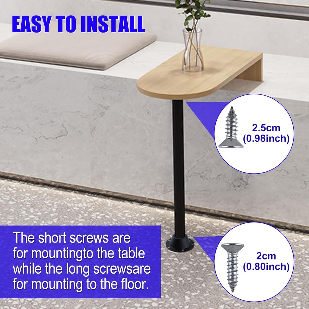 2Pack RV Table Base Mount Standard Size Aluminum RV Table Base Mount Camper Table Leg Base Mount Bracket Flush Table and Floor Mounting Base with 6