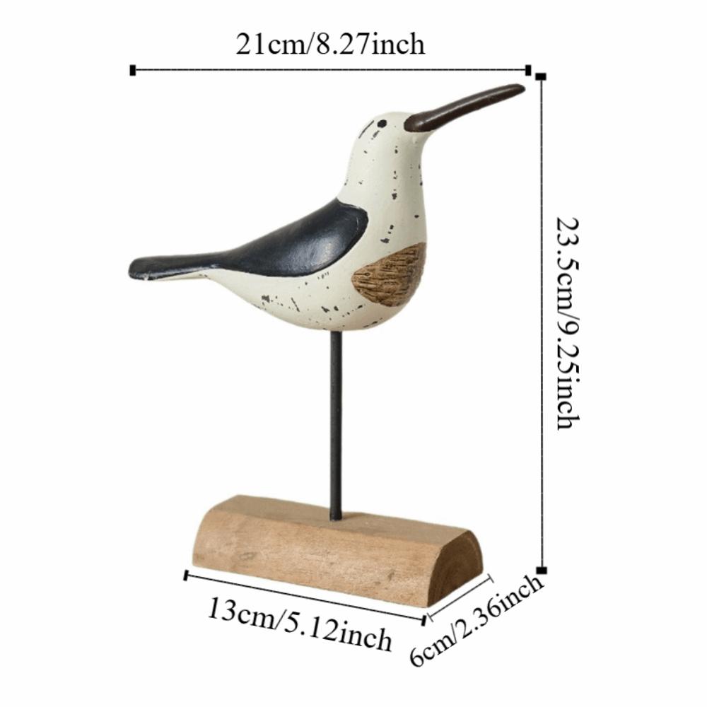 Modern Rustic Wooden Bird Figurine Handcrafted Decorative Sea Bird Statue Creative Bird Sculpture Indoor Decoration