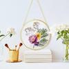 Circular Metal Glass Photo Frame Wall Hanging Natural Dried Flower Holder Display Frame For Living Room Decoration