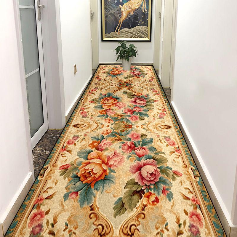 European Retro Floral Living Room Hall Carpet Stairway Hallway Stairs Home Decoration Corridor Aisle Runner Rug Kitchen Mat