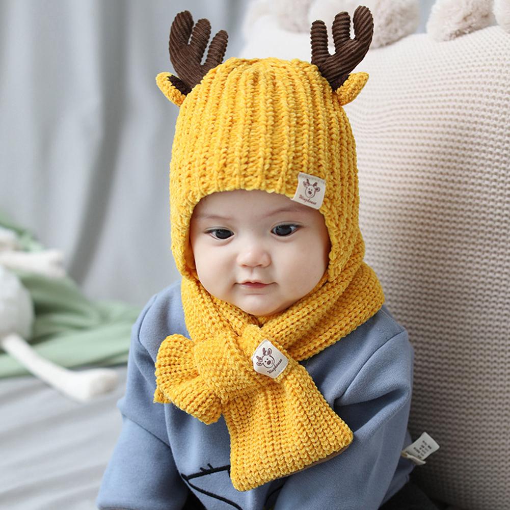 Children's Winter Lovely Soft Elk Wool Knitted Warm Stain Hat Scarf