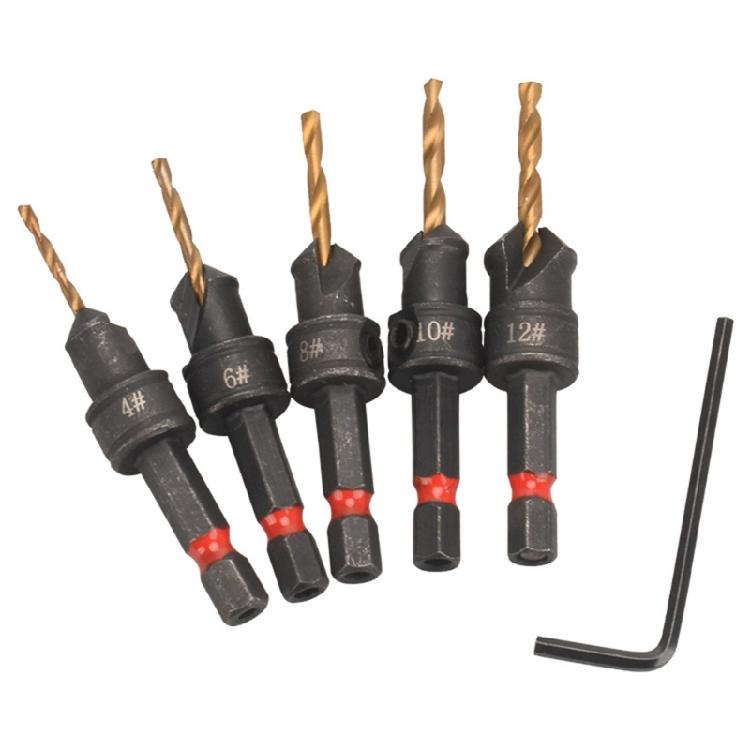 

High Performances Countersink Drill Set Optimized Chip Removal Design For Smooth Woodworking Operations 1