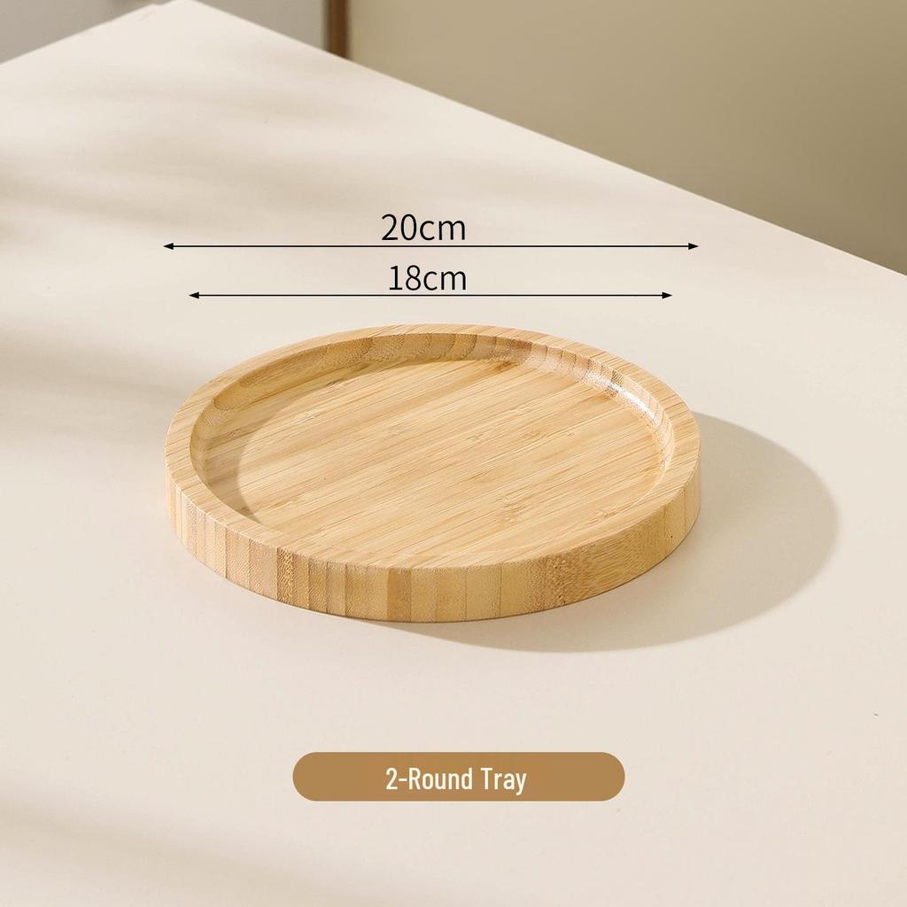 Japansk Stil Bamboo Träbricka: Rektangulär & Rund Middags- och Snackstallrik för Te, Frukt, Nordisk Display