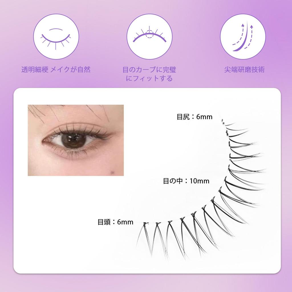 Popular false with transparent Reusable false Handmade in 5 pairs per Popular false eyelashes, natural-looking, stems. eyelashes. Korea. set.