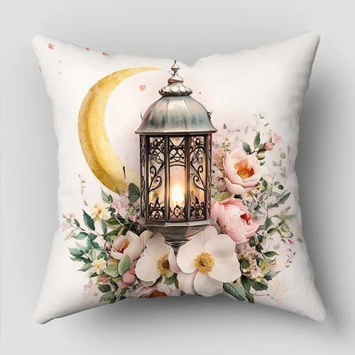Home Decor Floral Lantern And Crescent Moon Pillow Cover Pattern Cushion Cover Suitable For Sofa Bedroom Car Pillow Cover