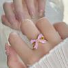 Shimmering Butterfly Knot Ring With Glossy Enamel Finish Allergy Resistant Alloy Jewelry For Daily Wear
