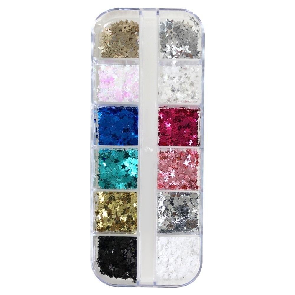 

12Grids/Box Sparkling Flakes Nail Art Sequins Accessories Nail Decoration Nail Art Supplies Star