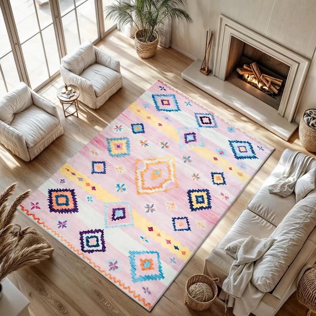 Moroccan-Inspired Creative Large Area Rug Non-Slip Stain-Resistant for Living Room Office Bedroom Soft Modern Home Decor Carpet