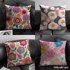 Colorful Flowers Cushion Cover Summer Breathable Linen Organic Fabric Double-Sided Printing Sofa Pillow Case Home Decor