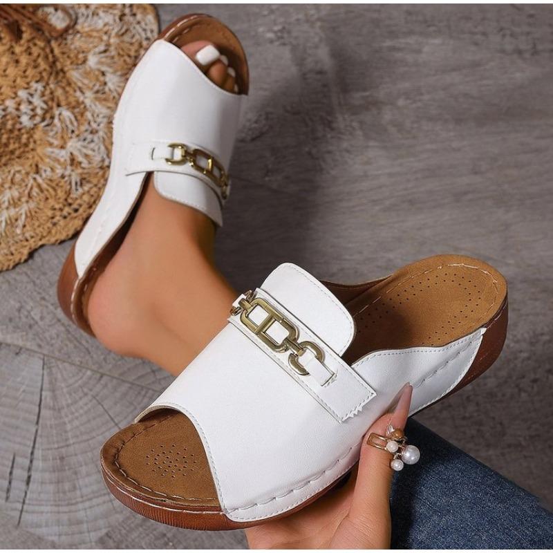Fashion Women's Sandals 2025 Summer Shoes Women Soft Heels Sandals Low Platform Slippers Summer Sandalias Mujer Indoor Outdoor Footwear