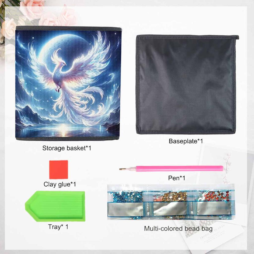 The White Phoenix 5D Diamond Painting Storage Basket Full Round Drill Mosaic Diamond Embroidery Cross Stitch Kits Home Decor Home Decor