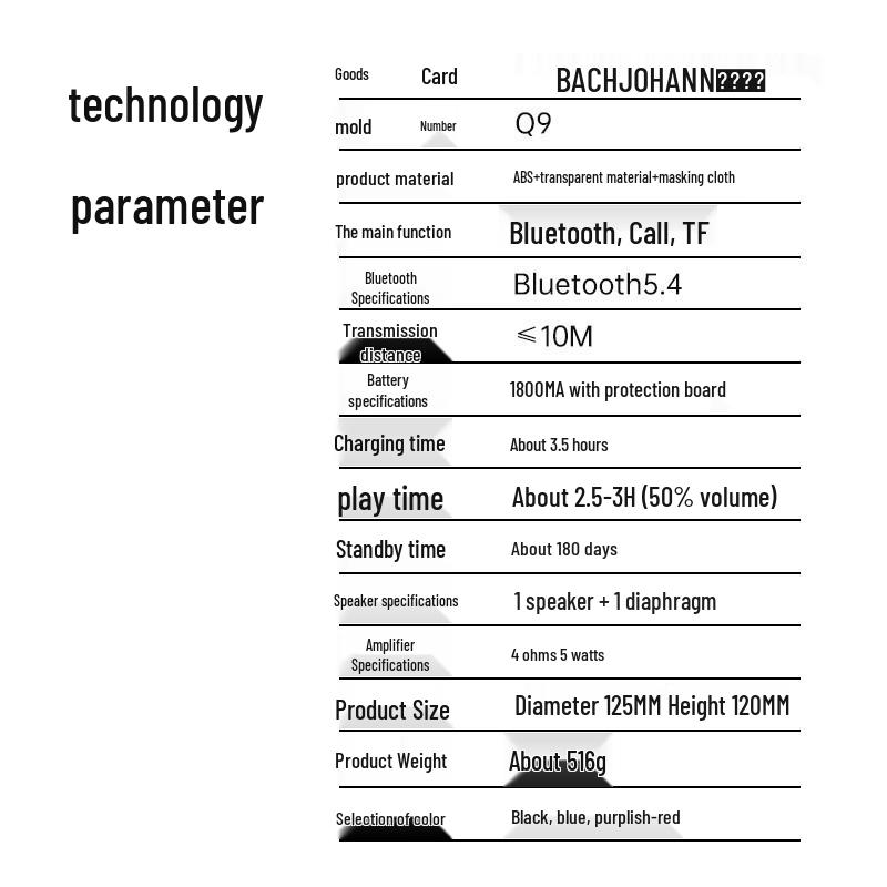 Bach John Q9 Portable Bluetooth Speaker