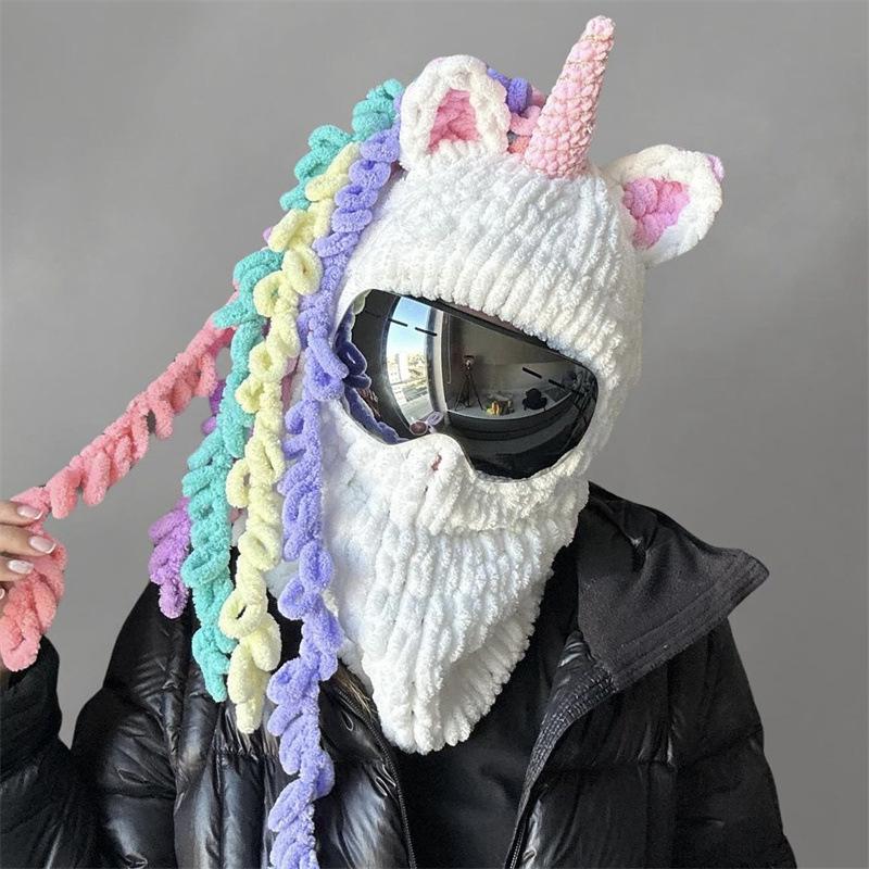 

New hand-crocheted Mink hat plush ruffled pleated adult hat adult 56-59cm