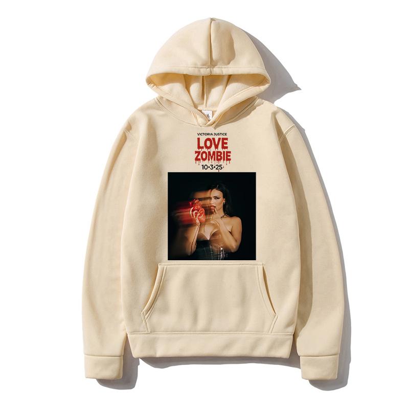 Victoria Justice Love Zombie Graphic Hoodies Man Fashion Casual Long Sleeve Sweatshirts Unisex High Street Y2K Hoody Pullovers