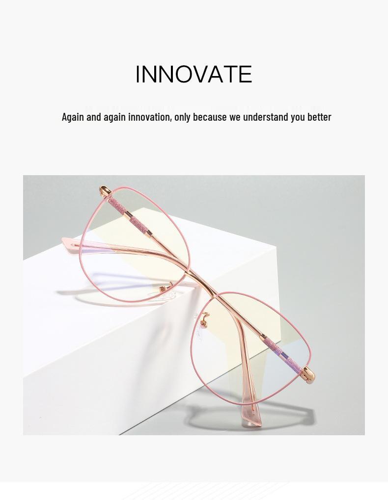 Retro Cat Eye Blue Light Blocking Glasses for Women with Photochromic Lenses & Spring Metal Legs