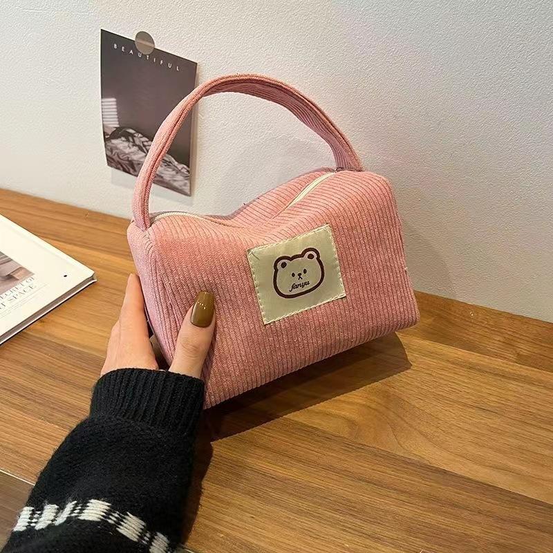 Cute Bear Makeup Pouch Quilted Cosmetic Bags Women's Large Capacity Portable Cosmetic Box Case Bags Female Storage Make Up Cases