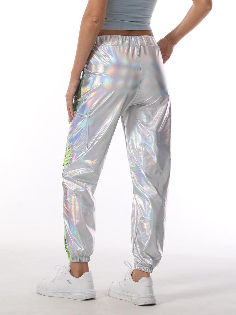 Pantaloni da Donna Iridescenti Casual dalla Vestibilità Larga per Hip Hop e Festa