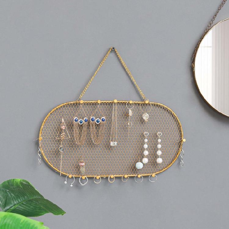 Hanging Earring Holder Wall Mounted Jewelry Organizer Earring Holder Grid Shape Display Earring Organizer
