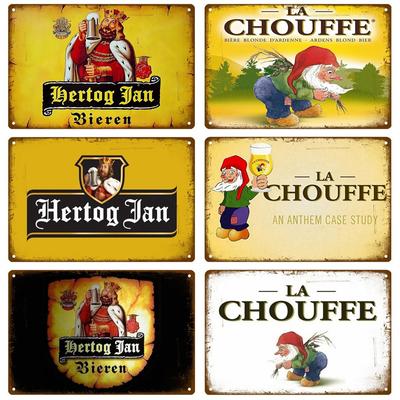 Hertog Jan Retro La Chouffe Metal Sign Tin Sign Whisky Belgium Beer Plaque Metal Wall Decor Vintage Decor Poster Plates Man Cave